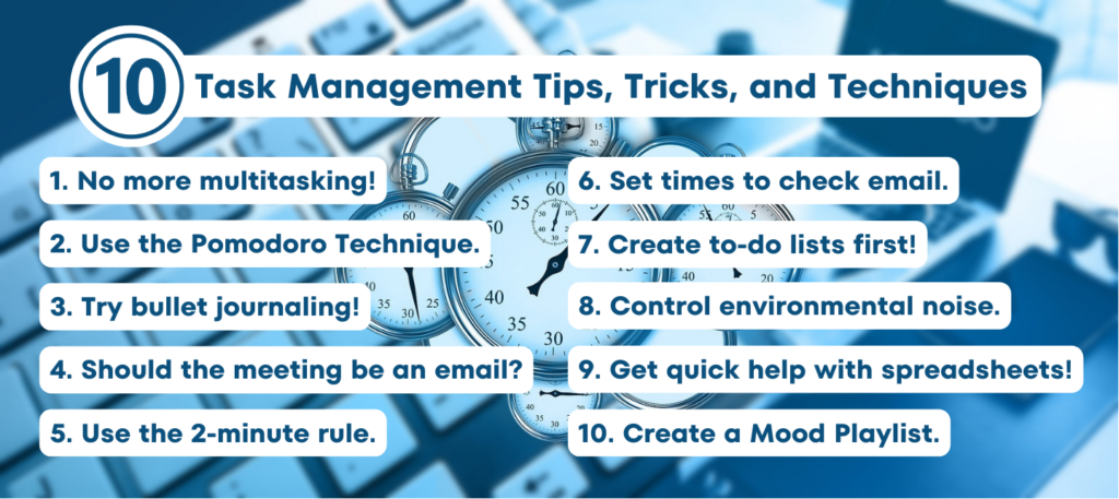 ticking clocks with 10 tips for task management