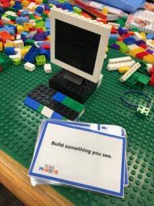 An example of the blue Maker Card provided by TCEA. The card is "Build something you see." 