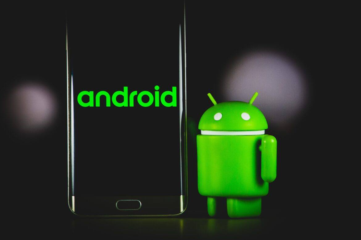 Android phone next to Android character