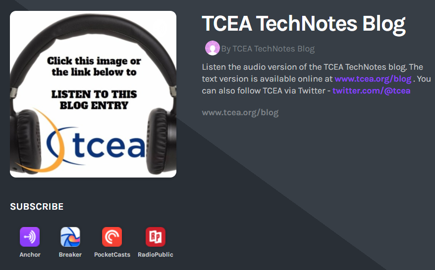 Listen to TCEA TechNotes pocast.