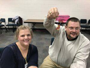 Beth and Rowdy showing off their Fred. 