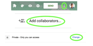 Add collaborators screenshot in Google Forms.