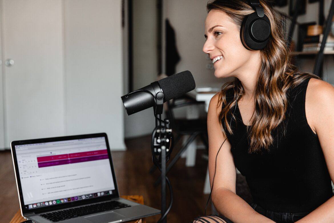 woman podcasting