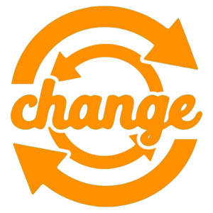 the word change with a double arrow circling the word. 