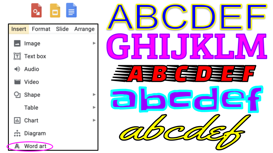 ABCDEF created in the Google World of Word Art. 