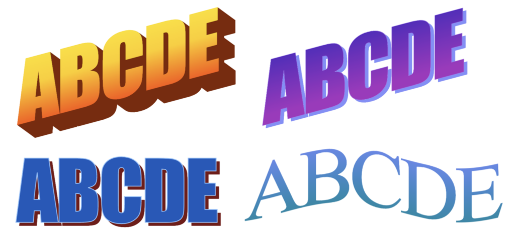 ABCDE designed with Word Art. 