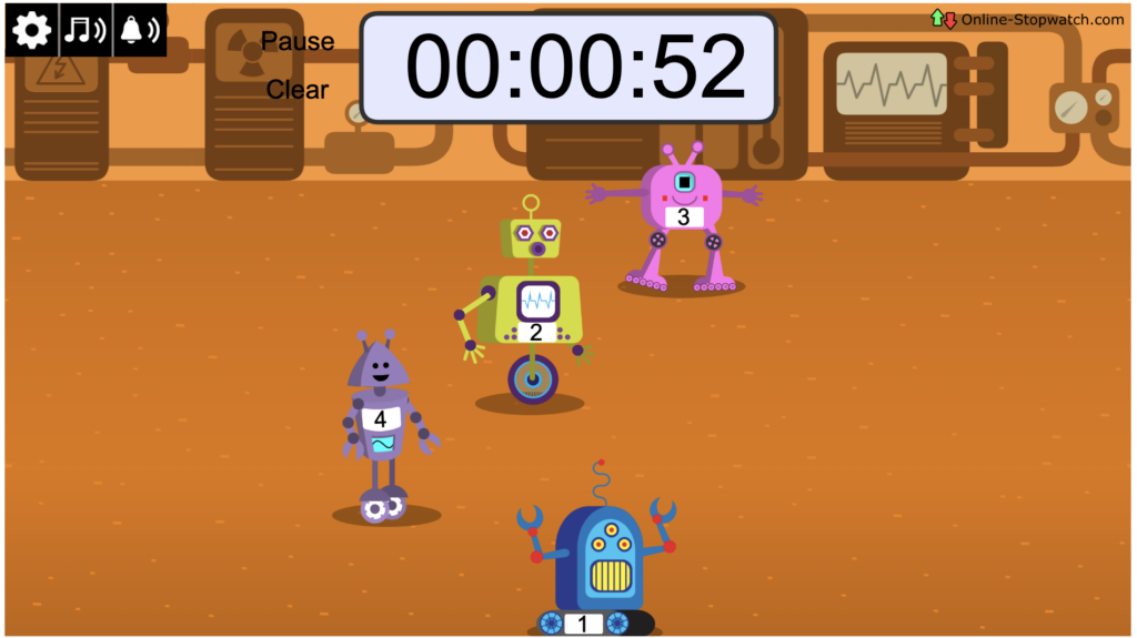 The Robot Race Timer from Classroom Timer Fun.