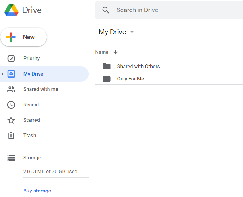 google storage my drive