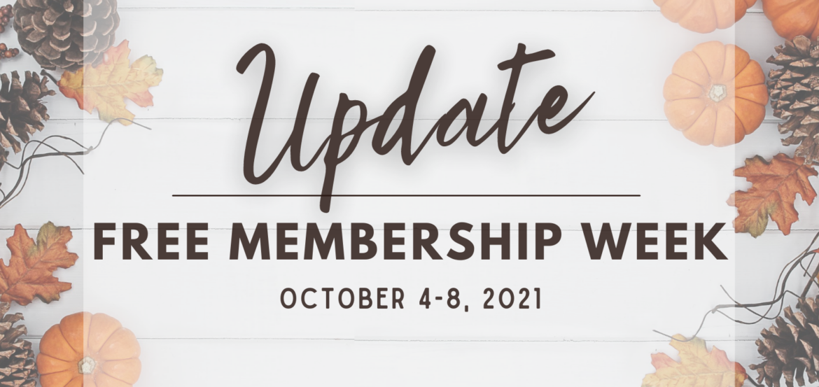 Free Membership Week Update Free Membership Week