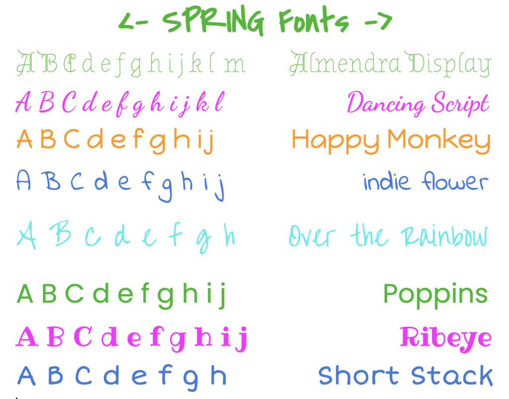 spring fonts