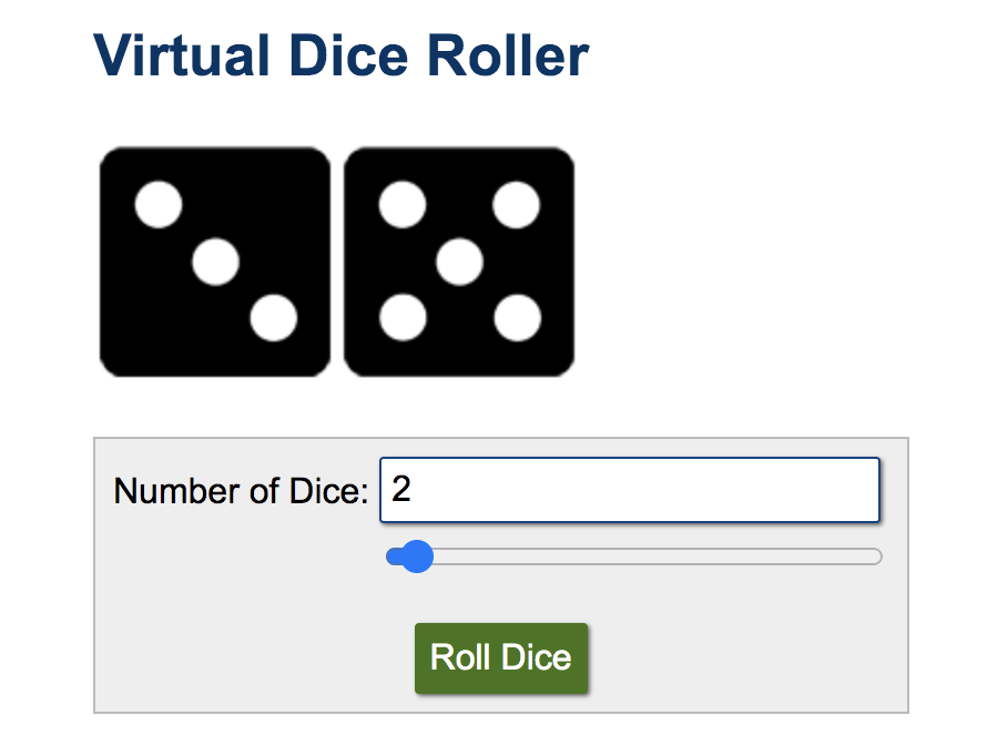 Virtual Dice Roller by Calculator.net