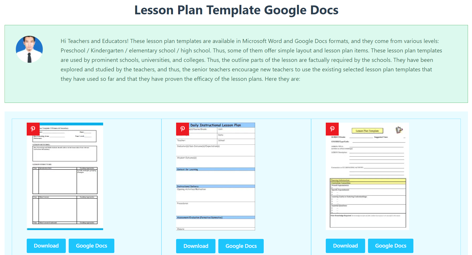 lesson plan templates