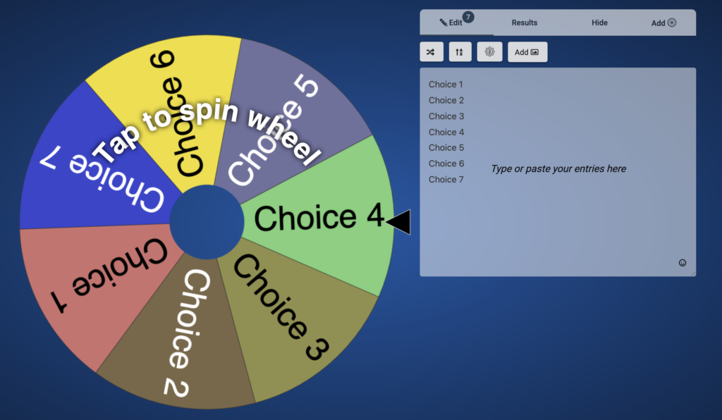 Wheel Spinner - Spin the Wheel to Pick a Random Choice - Mentimeter