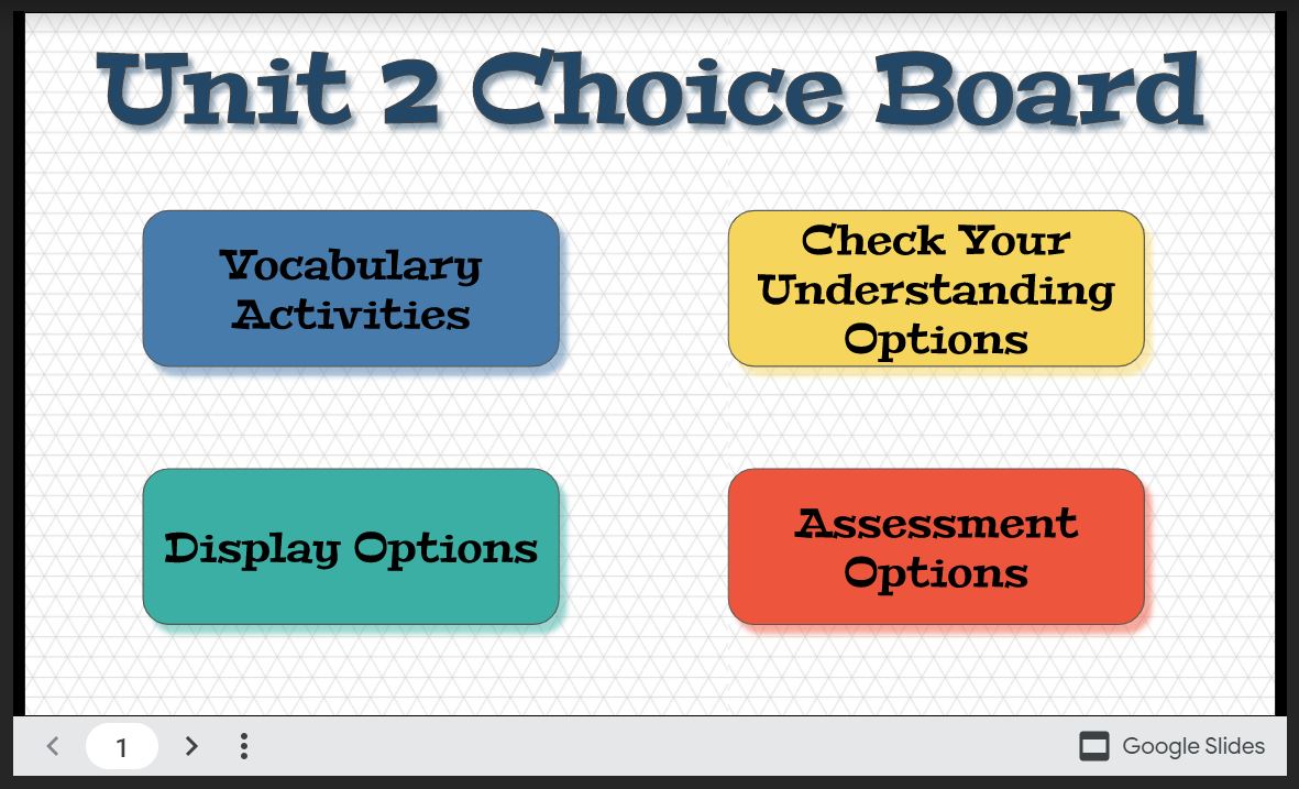 FREE Interactive Tic-Tac-Toe Choice Board for Google Slides