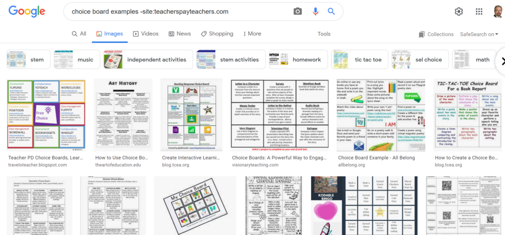 choice boards template search