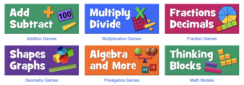 Six activities from the Math Playground site.