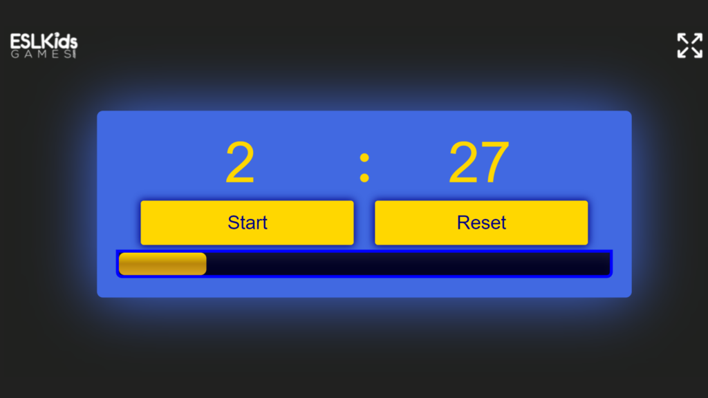 Screenshot of ESL Kids Games timer