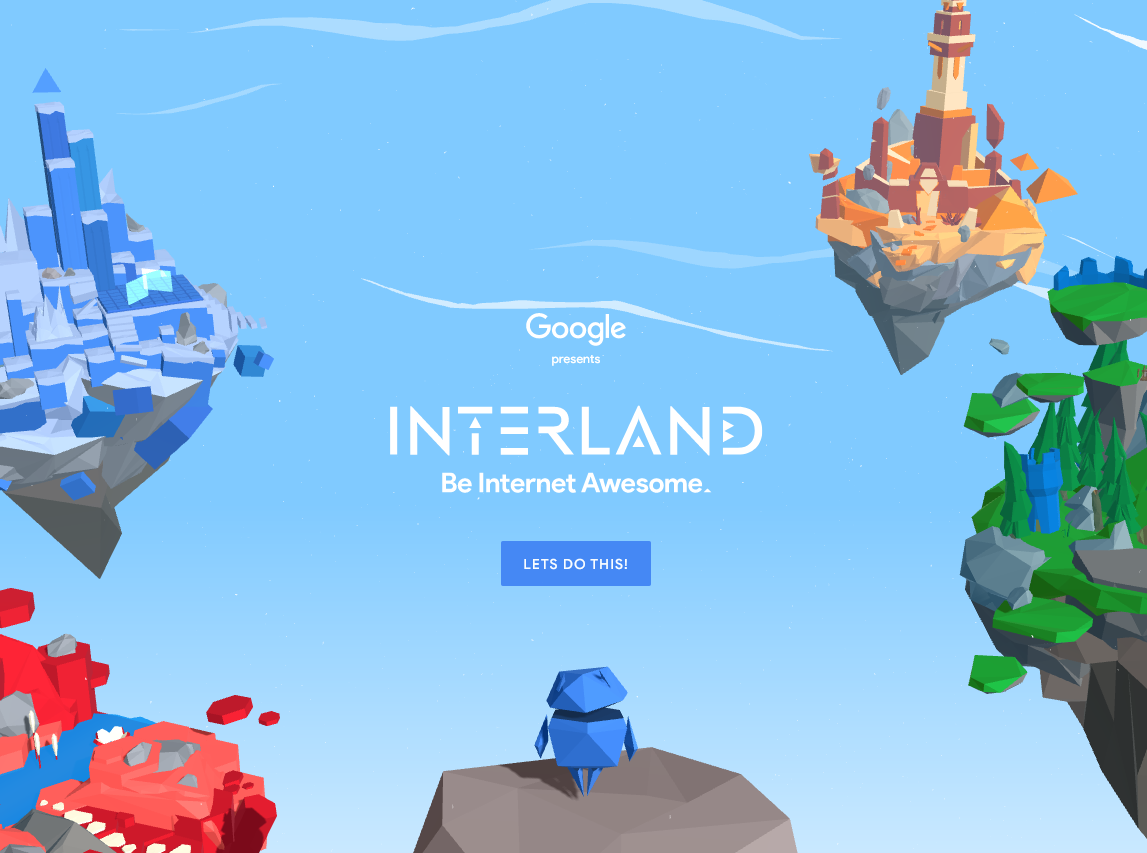 screenshot of Google's Interland game for digital safety on their Be Internet Awesome website. 