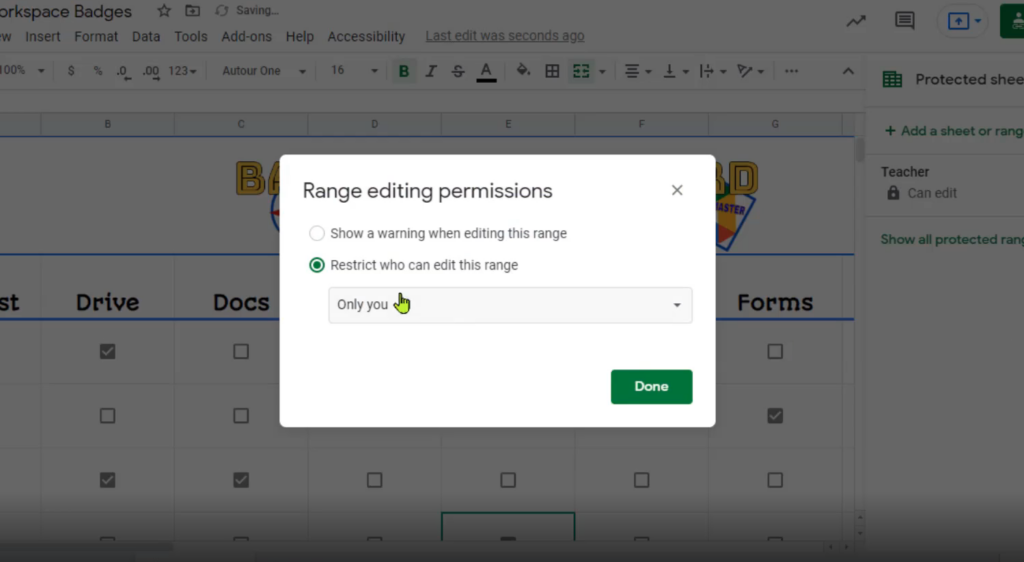 Google Sheets Tab Permissions 