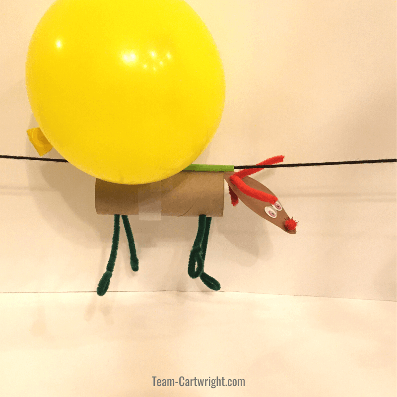 Image of reindeer flying on a piece of yarn.