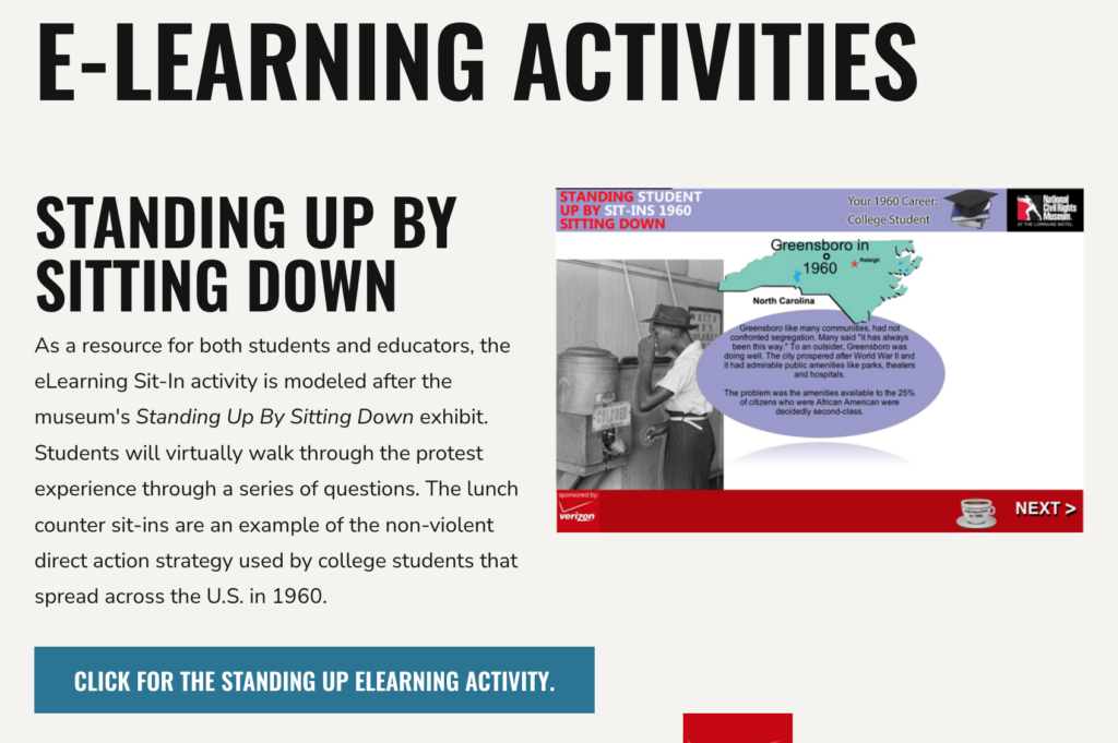 E-Learning activities from National Civil Rights Museum