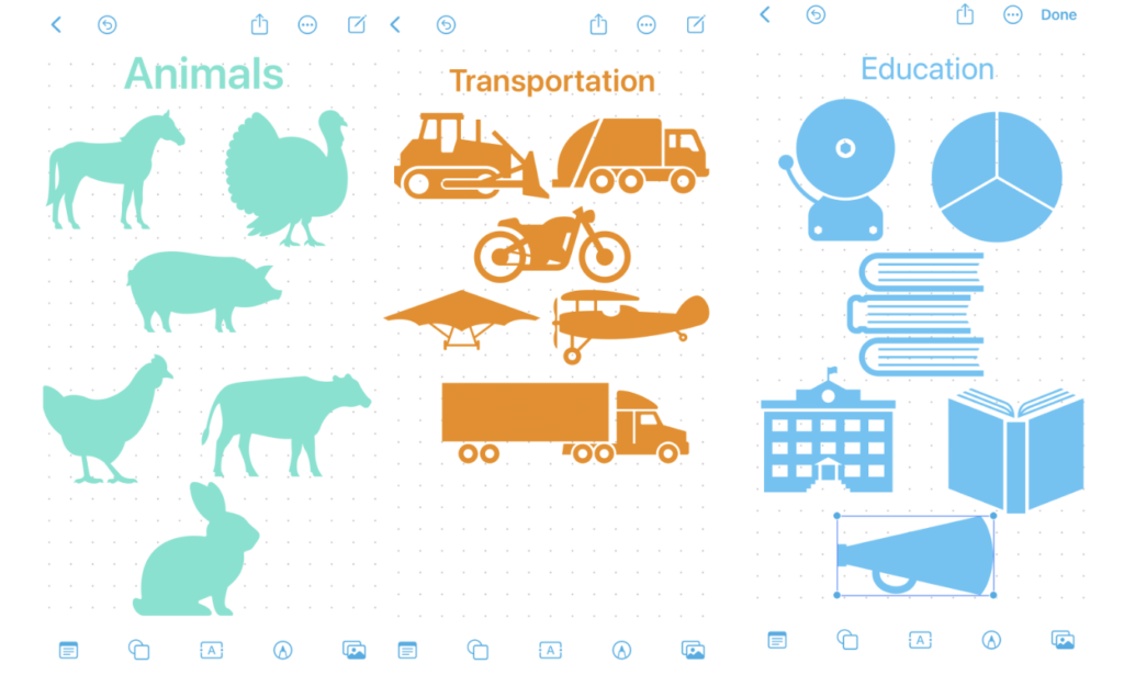Animals, transportation and education images in Freeform.