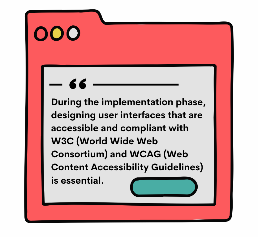 Quote highlight from the article: "During the implementation phase, designing user interfaces that are accessible and compliant with W3C (World Wide Web Consortium) and WCAG (Web Content Accessibility Guidelines) is essential."