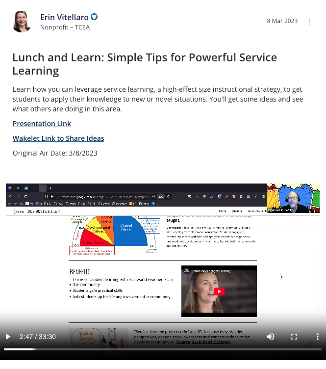 Lunch & Learn Recording on Service Learning