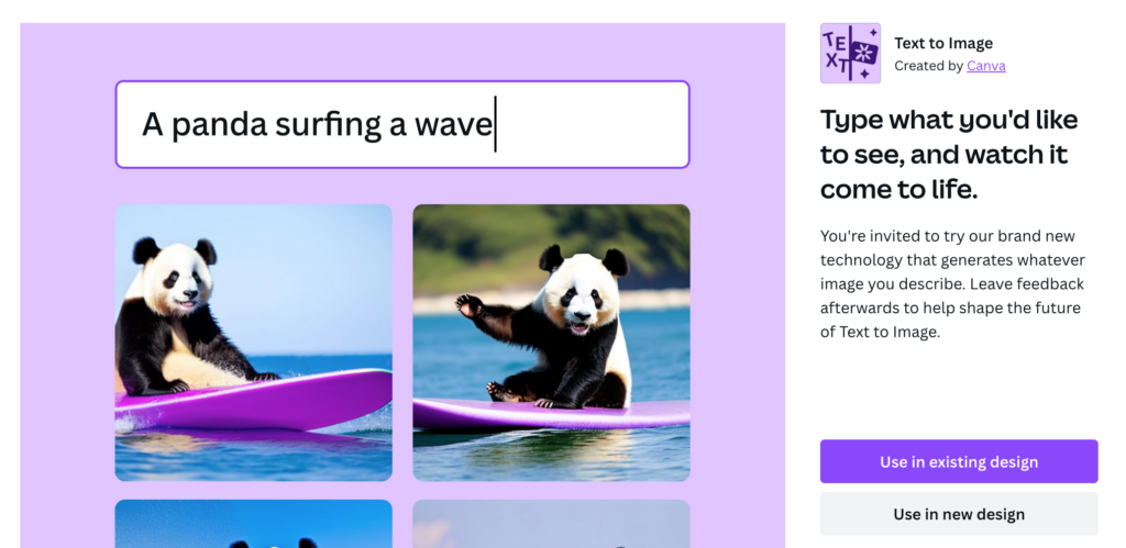 Image of Canva's Text to Image AI App