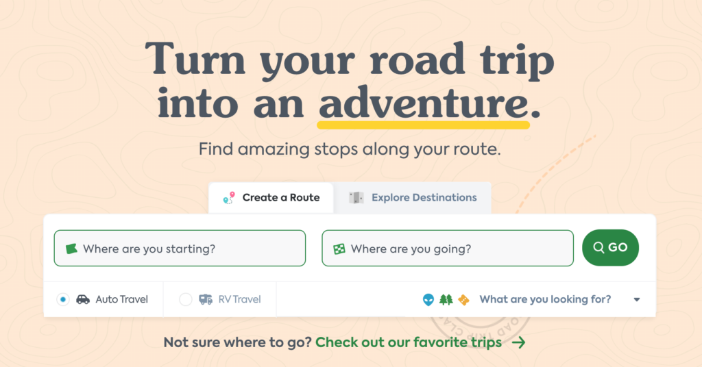 Image of Roadtripper home page