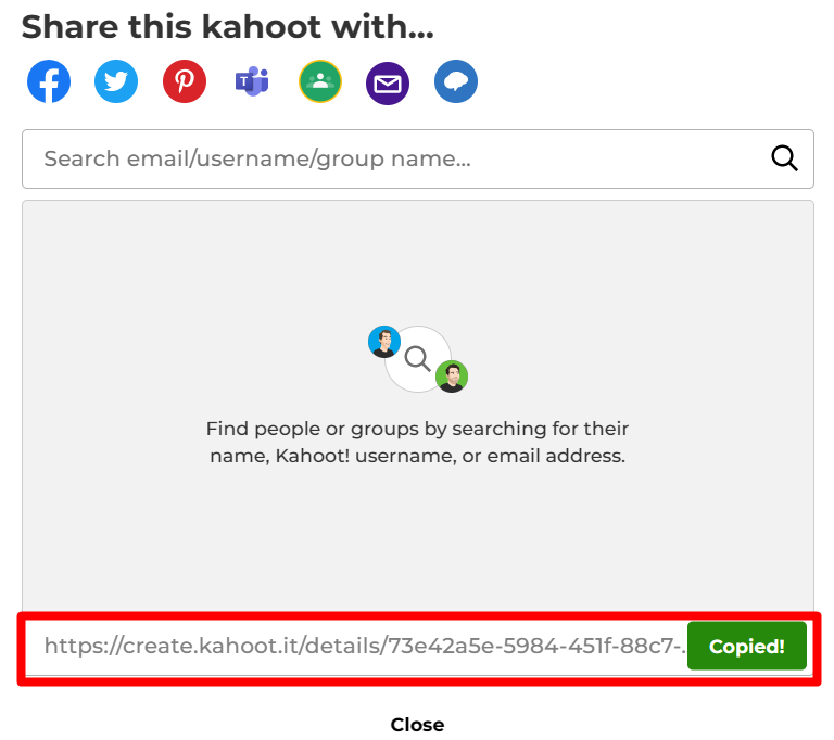 Kahoot Share Box