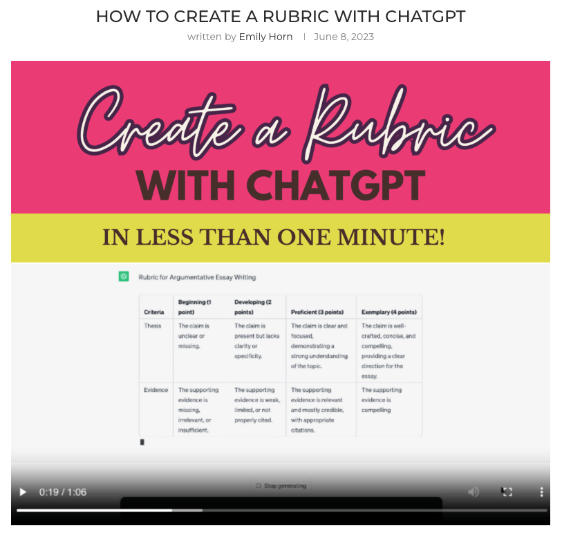 How to Create a Rubric with ChatGPT