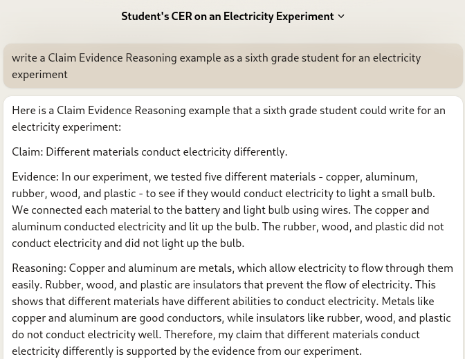 Screenshot of Claude AI-Generated Explanation of CER.