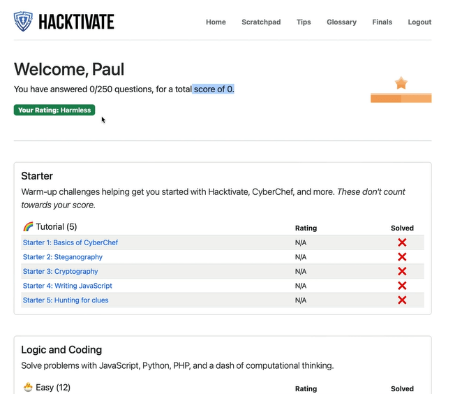 Hacktivate Starter Activity