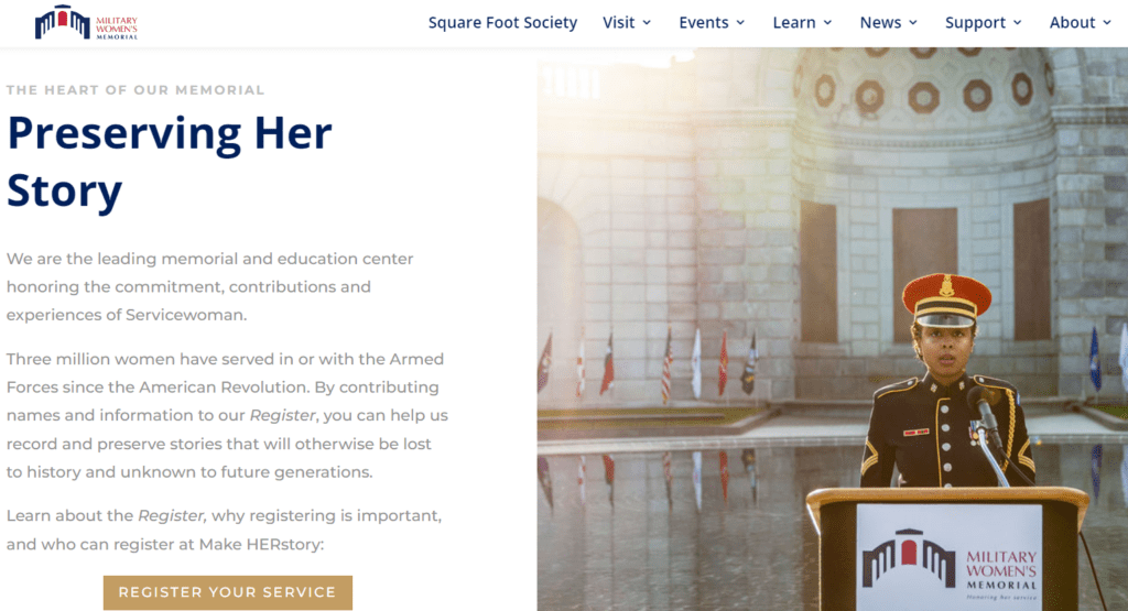 Military Womens Memorial home page