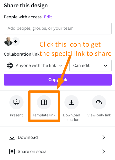 Share options in Canva