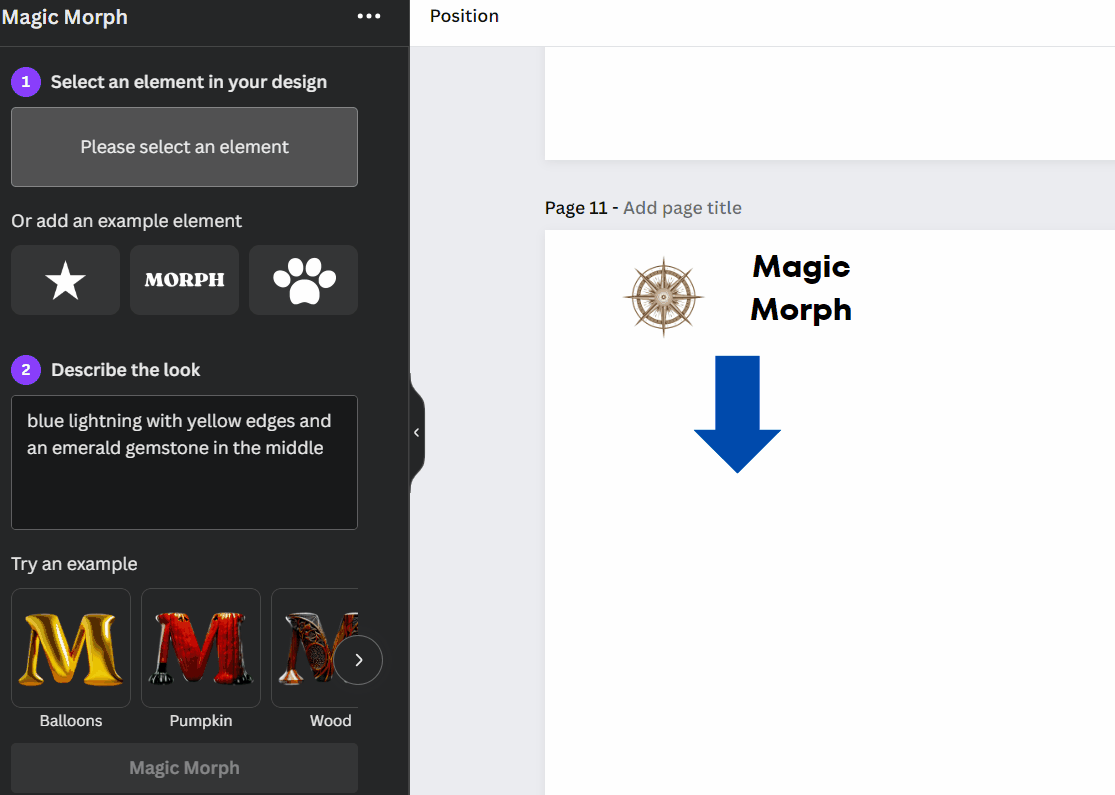 Magic Morph example in Canva.