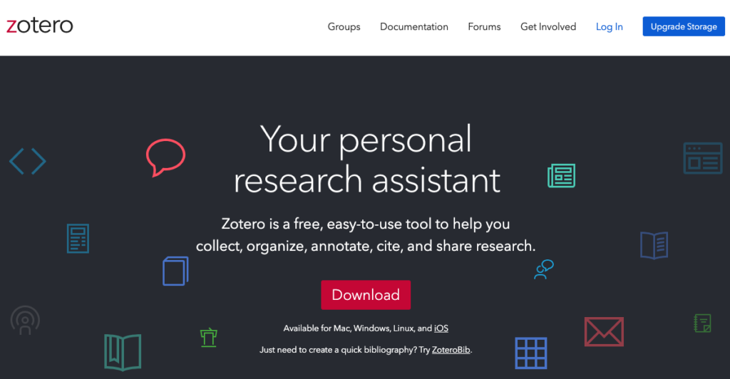 Zotero is a free research assistant and citation tool. 