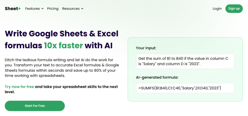 AI tools like Sheets+ can make spreadsheet formulas easier to create and understand.