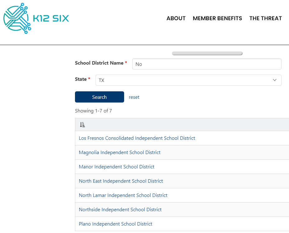 View cybersecurity incidents by school district and track cyber threats. 