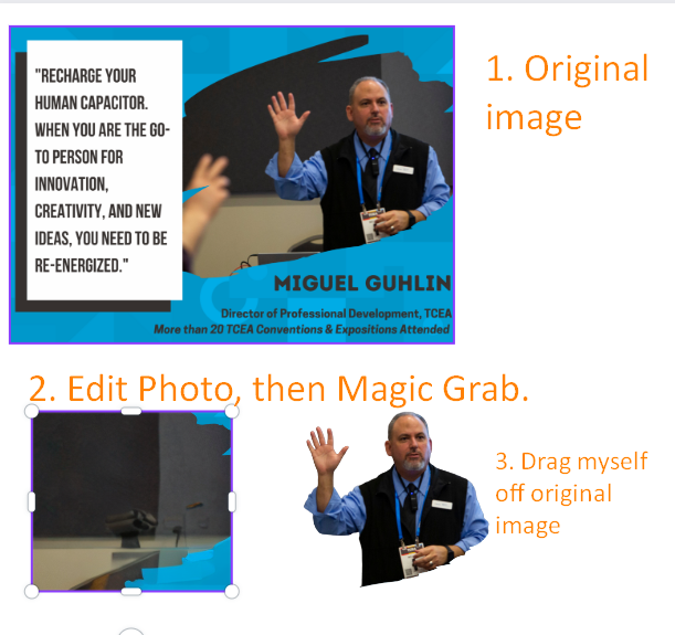 Instructions and an example for Magic Grab in Canva.