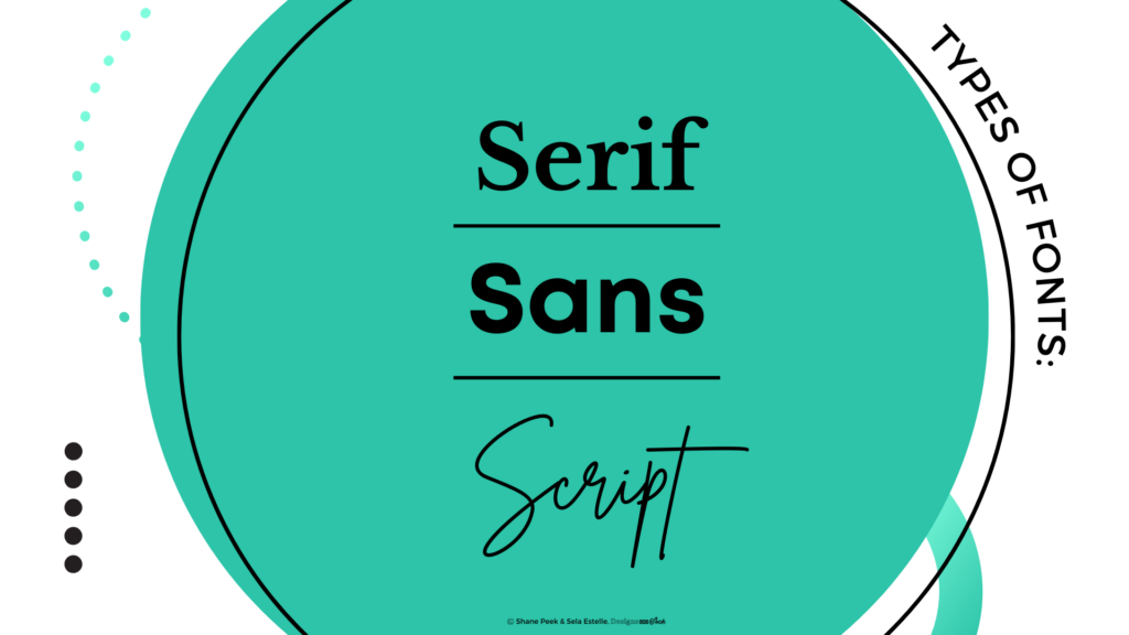 Shows the difference between serif, sans, and script fonts in graphic design.