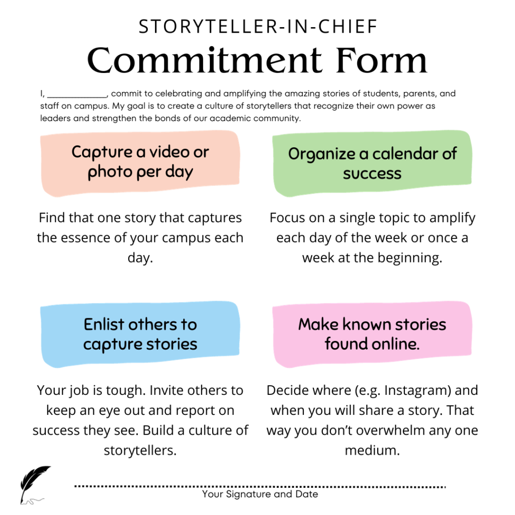 A sample commitment form for Storyteller-in-Chief