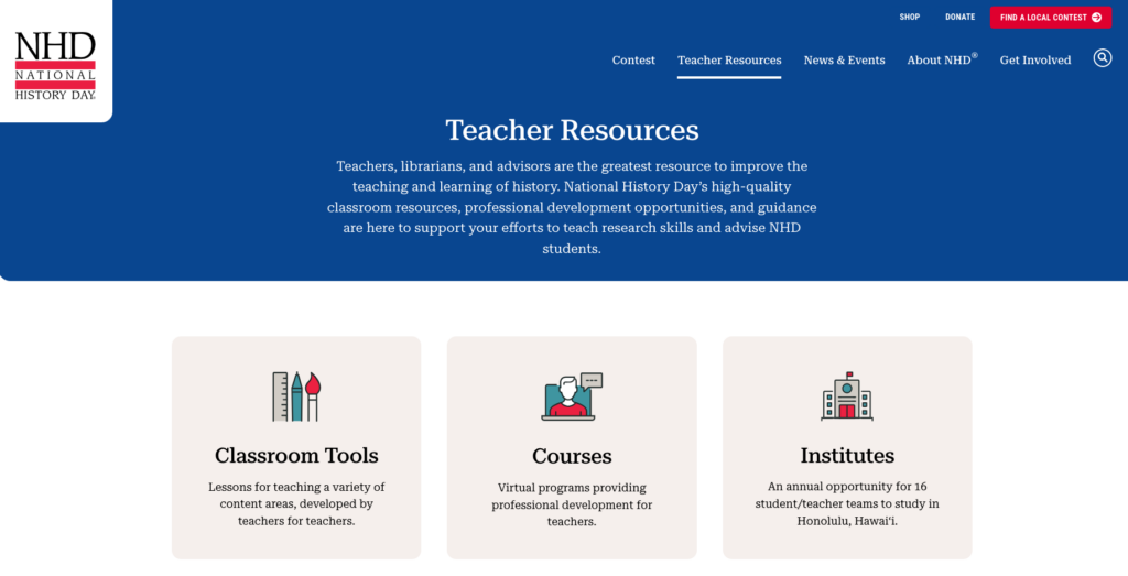 National History Day Site resources for teaching history