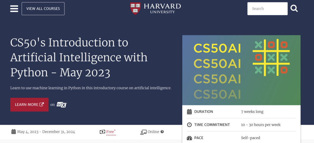 Harvard University CS50's Introduction to Artificial Intelligence with Python Course