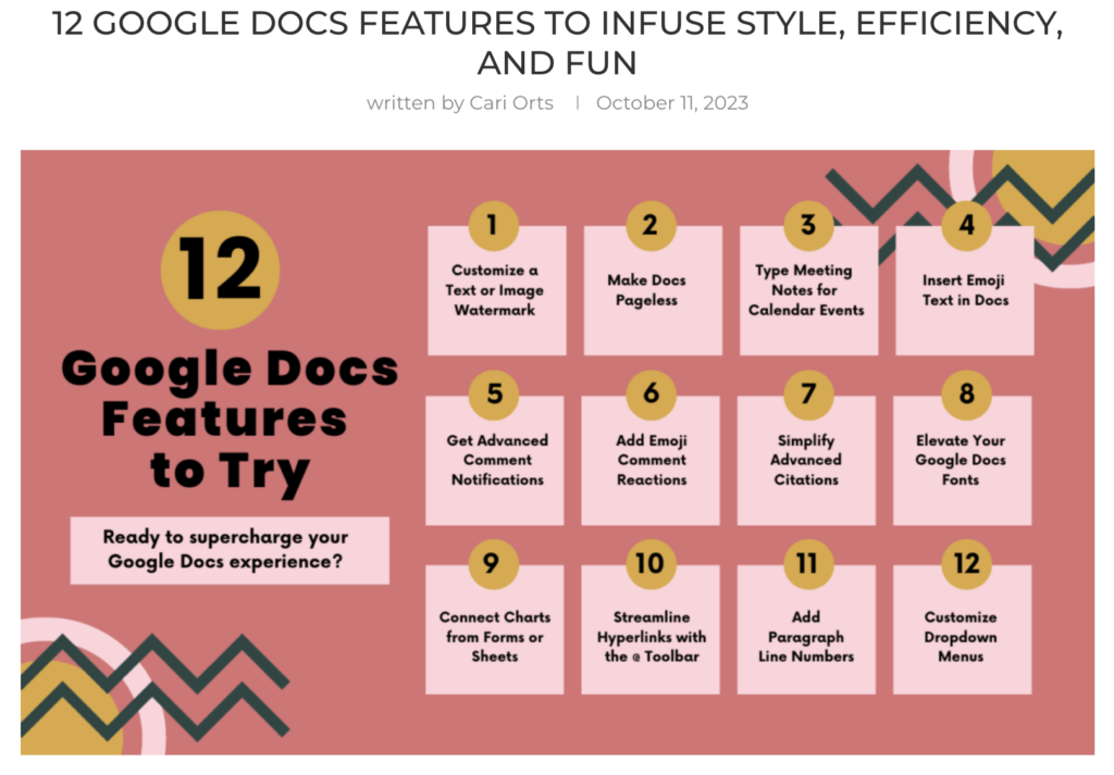 12 Google Docs Features to Try blog article