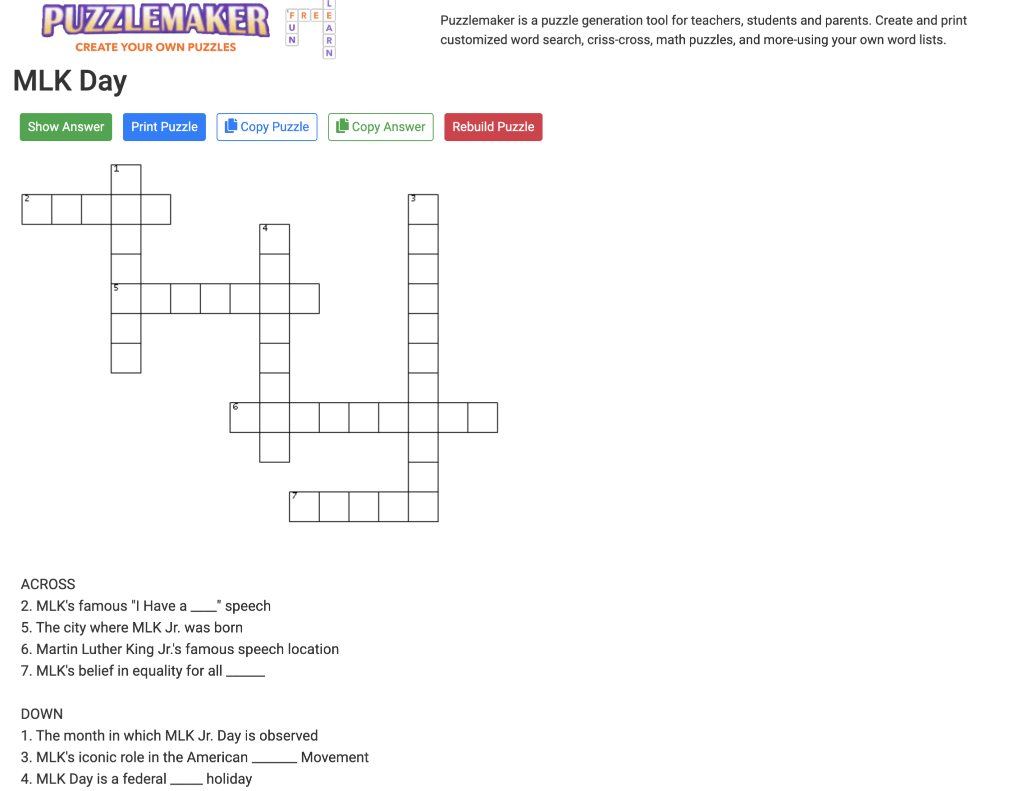 Five Free Crossword Puzzle Makers Tcea Technotes Blog 5714