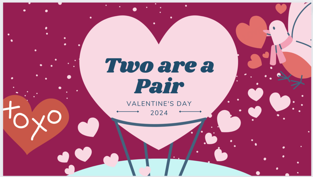 Opening slide for the Two are a Pair activity created in Canva.