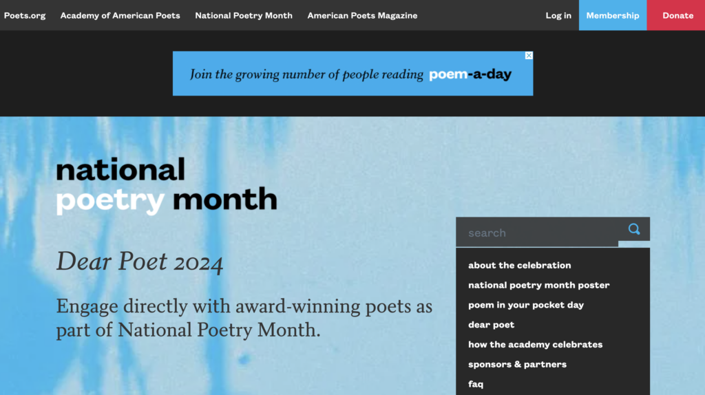Dear Poet 2024 offers students a way to engage with poets during National Poetry Month. 