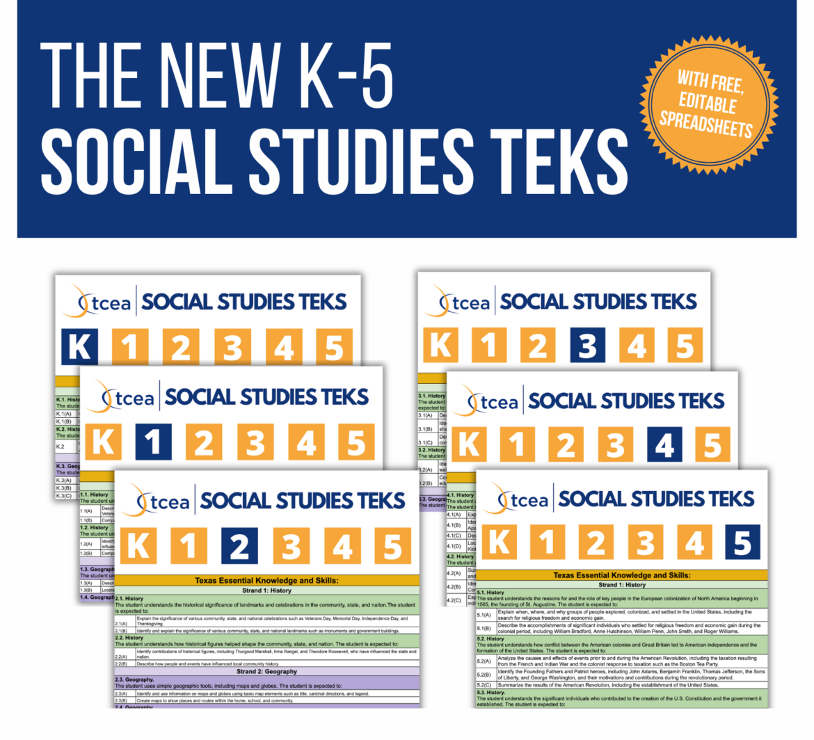The new k 5 social studies teks and free editable spreadsheets tcea
